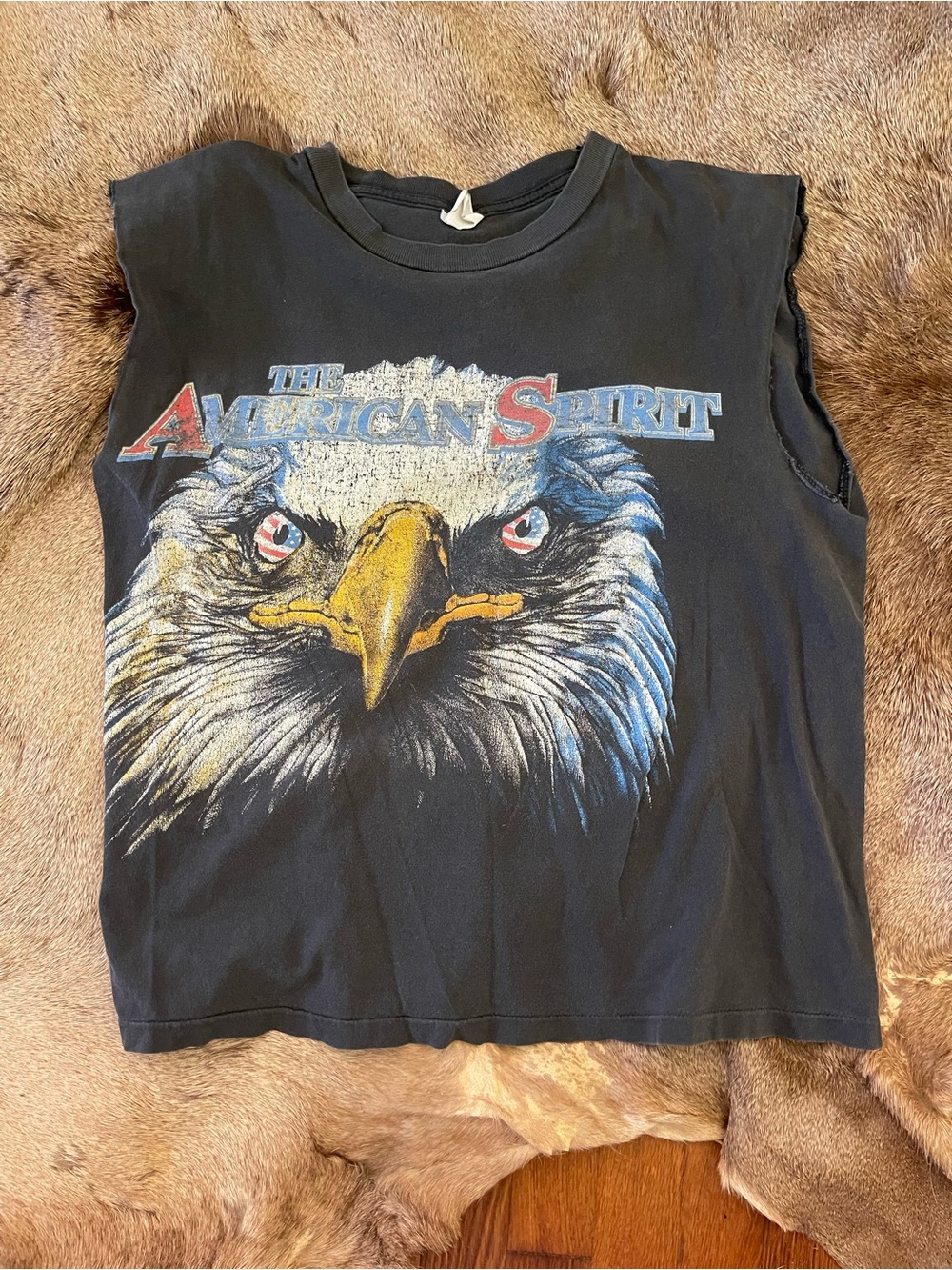 Vintage American Spirit Black Eagle Graphic Muscle Tee